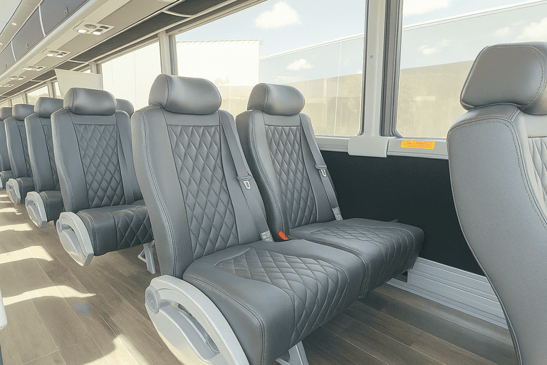 interior of West Jordan Coach Bus Service charter bus